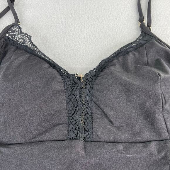 Bebe Y2K Black Bodycon Tank Baby Doll Cutout Mini Dress Size Large Stretch - Picture 3 of 16